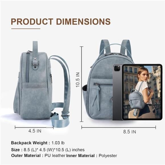 Mini Backpack Fashion, Small Backpacks Blue - Picture 3 of 6